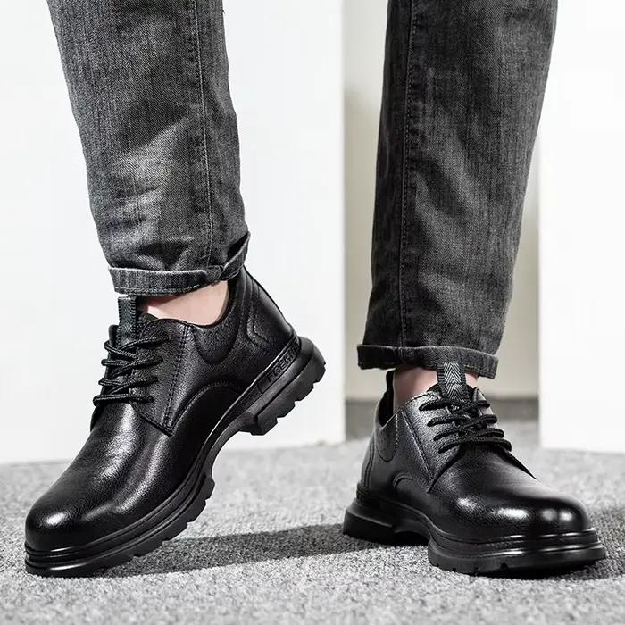 Chaussures de sécurité en cuir de vache pour hommes, chaussures de travail en cuir véritable, indestructibles, anti-perforation, chaussures de protection imperméables, bottes