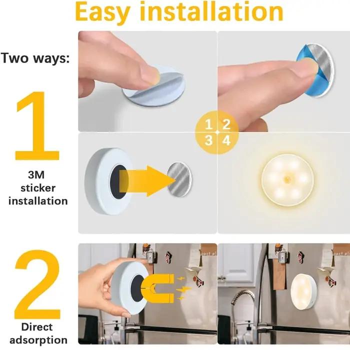 Capteur de mouvement lumière veilleuse USB Rechargeable lampe de nuit pour armoires de cuisine armoi