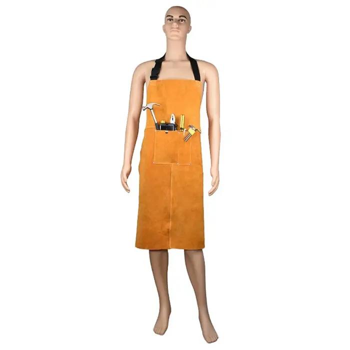 Tablier de soudeur en peau de vache vêtement de travail tablier de soudage en cuir pour protection maximale sans manches occassions spéciales