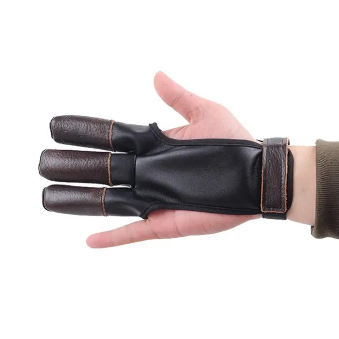 Gant d'archerie 3 doigts en cuir PU - Antidérapant pour tir à l'arc, chasse et club sportif