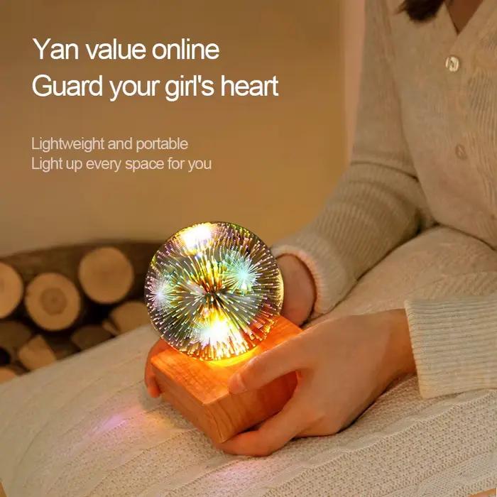 LED 3D feu d'artifice veilleuse atmosphère colorée lampe de Table suspension boule de verre pour la