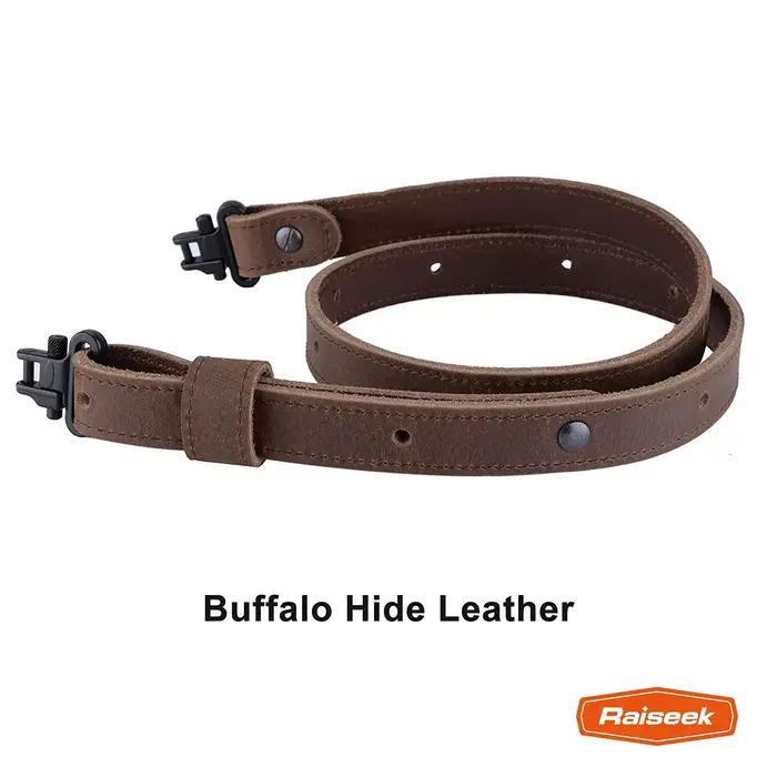 Sangle de fusil Raiseek en cuir de buffle avec attaches Mil-Spec