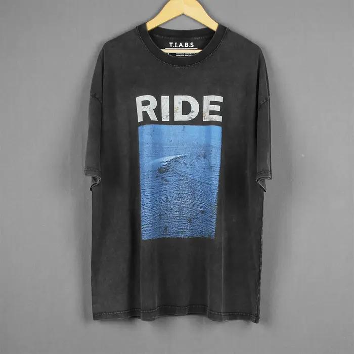 Ride T-Shirt Nowhere Indie Rock Band rétro lavé ample épaule tombante surdimensionné Vintage vêtements coton