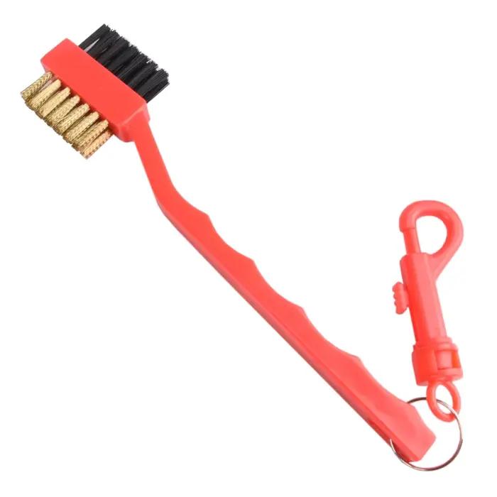 Brosse de nettoyage de golf double face - Nettoyeur de clubs portable et léger à deux têtes avec cro