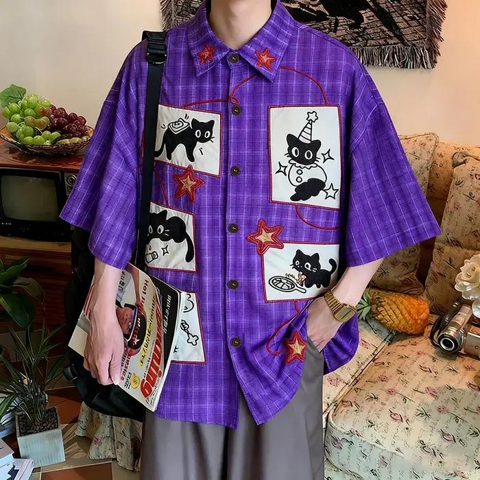 Chemise Homme INCERUN à Carreaux et Patchwork