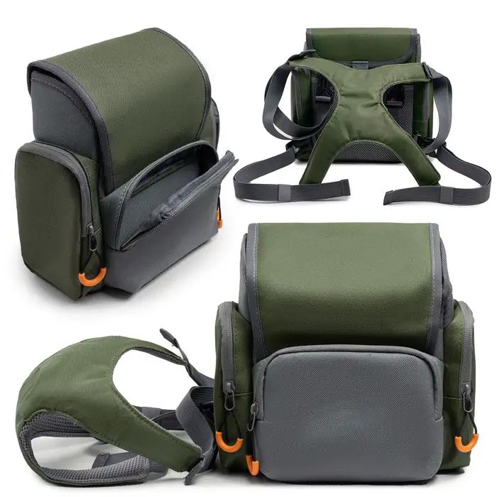 Harnais de poitrine réglable pour jumelles avec étui camouflage grande capacité et protection pluie
