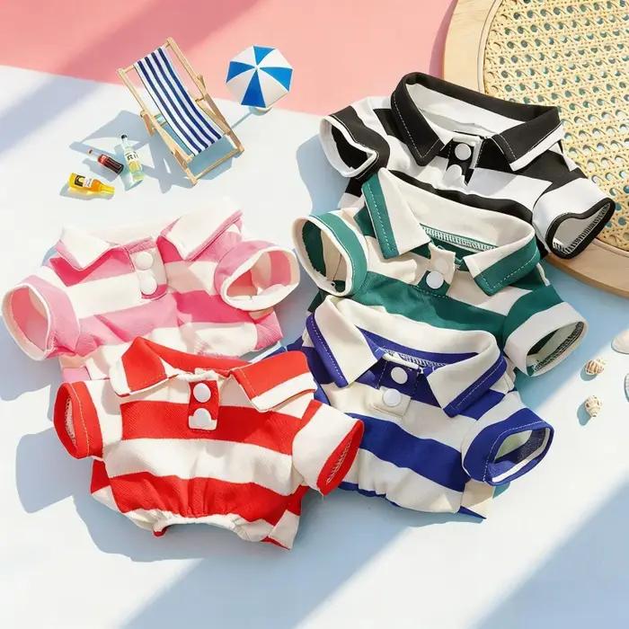 Polo Printanier Élégant Pour Chiens Mignon Rayé Doux Décontracté Pour Petits Chiots Occasions Spéciales