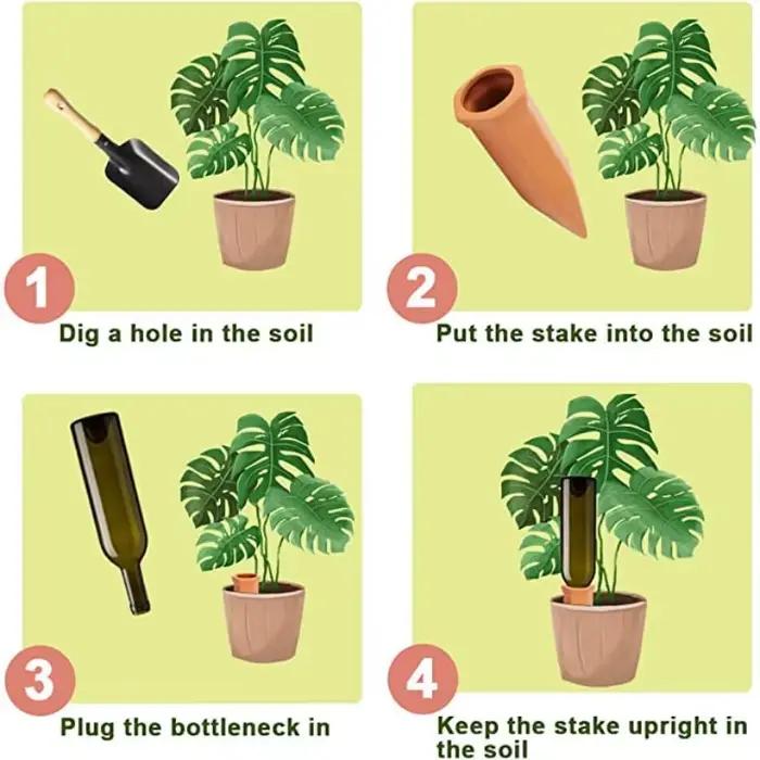 2 paquets, piquets d'arrosage automatique pour plantes, dispositifs d'arrosage automatique pour plan