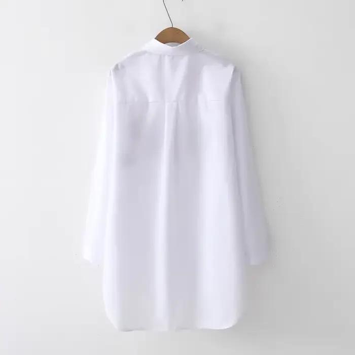 Chemise blanche en coton à manches longues pour femmes