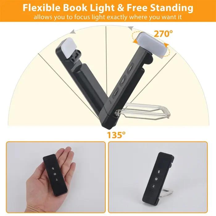 Lampe de lecture LED aste USB avec minuterie, marque-page à clipser, mini lampe de lecture, lampe de