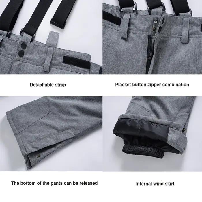 Haute qualité hommes femmes hiver épais chaud pantalons de ski coupe-vent imperméable à bretelles pa
