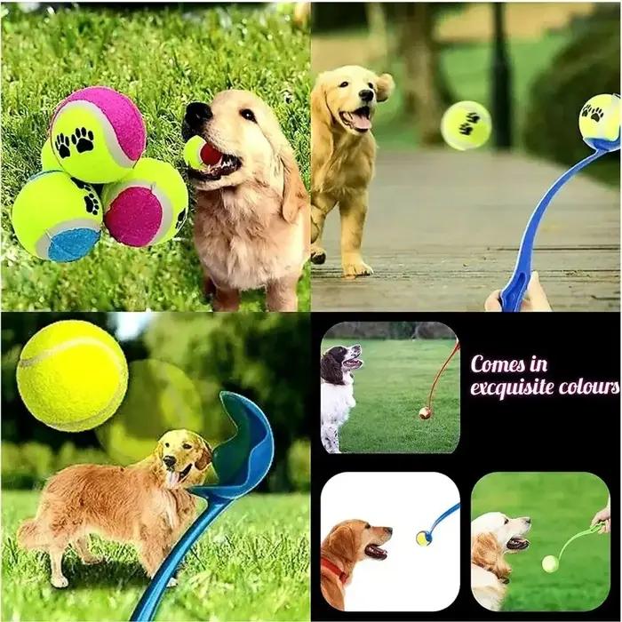 Lanceur de balle de tennis pour animaux de compagnie en plastique pour chiens, jeux de plein air, entraînement et récupération balles de sport pour chiens occasions spéciales