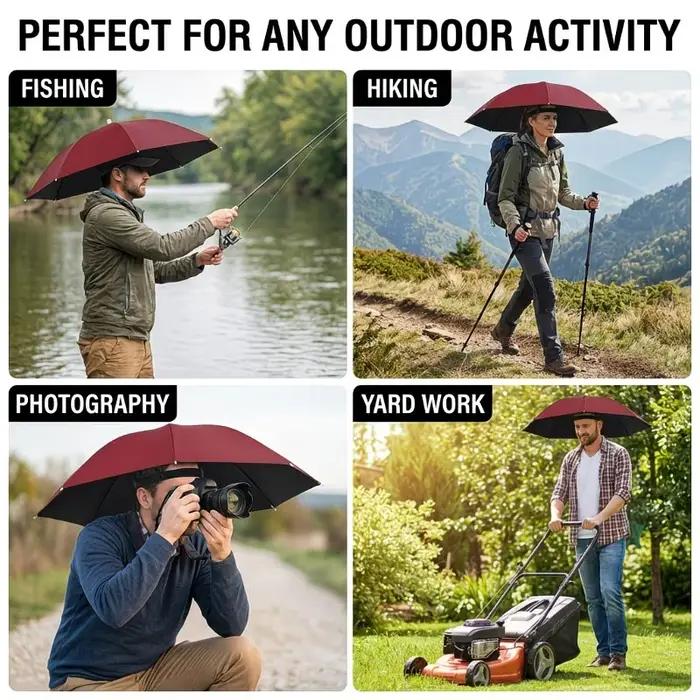 Parapluie de tête pliable anti-soleil et anti-pluie