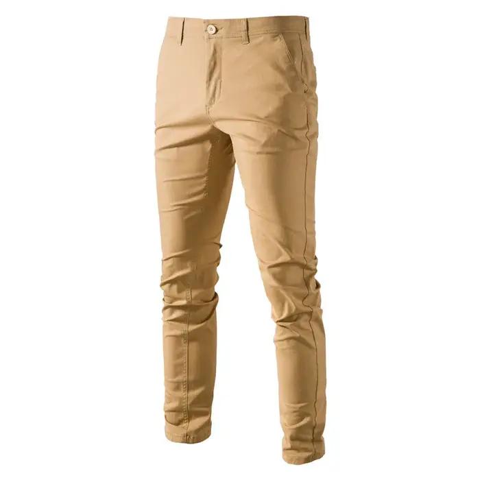 Pantalons décontractés homme coton gris étendu pour affaires mode business casual printemps été
