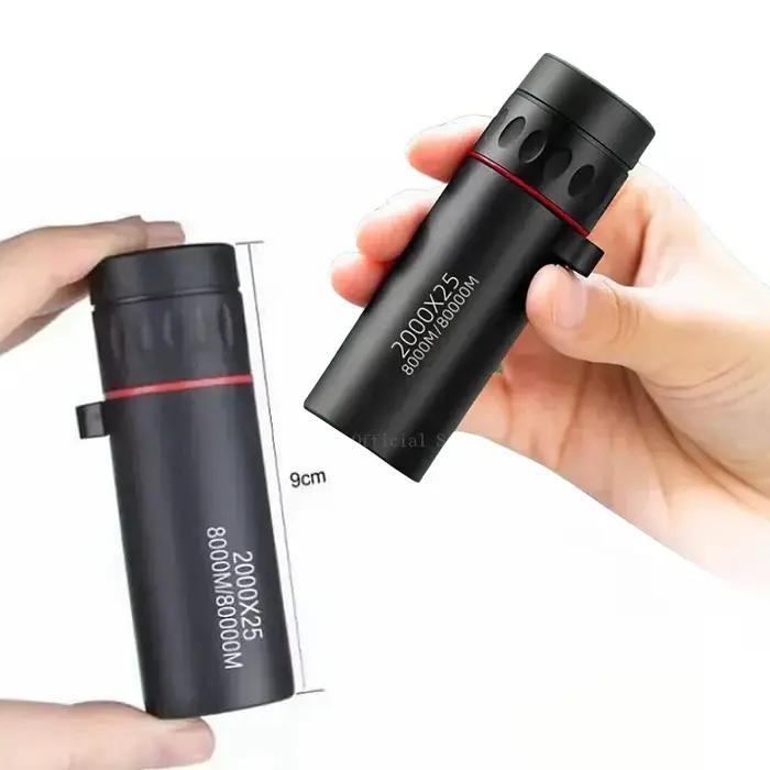 Monoculaire HD 2000x25 Mini Portable avec Support Téléphone pour Camping Extérieur Chasse Observation Ornithologique