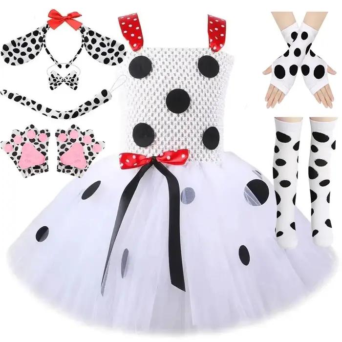 Costumes de chien dalmatien blanc pour bébés filles, robe Tutu de chiot tacheté pour enfants, tenue
