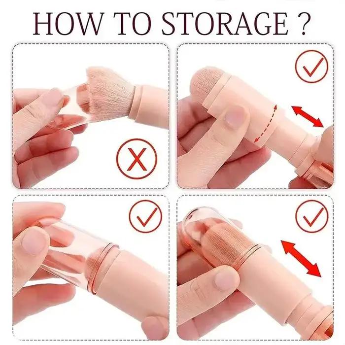 Ensemble de pinceaux télescopiques 4 en 1 pour voyageurs et mode de vie actif en plastique avec poignées colorées pour maquillage facile et élégant