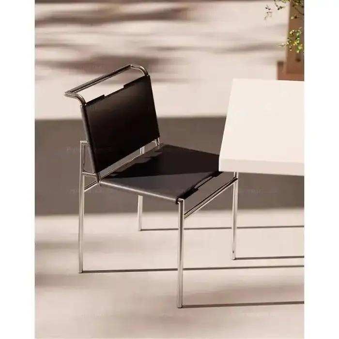 Chaise salle contemporaine en cuir cuisine salle à manger chaise pour salle à manger en acier inoxyd