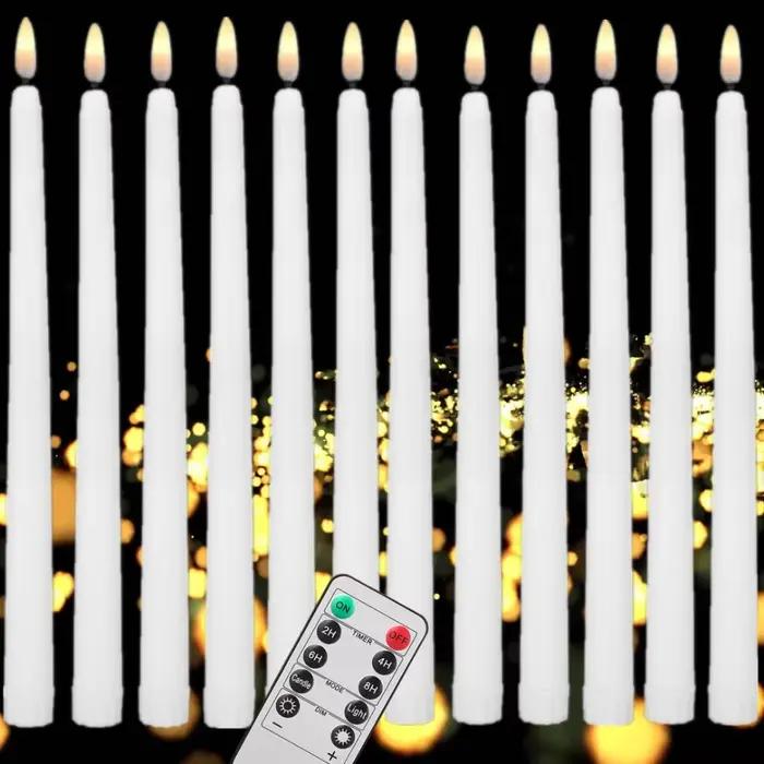 Bougies chauffe-plat scintillantes sans flamme avec télécommande, lumière de mèche 3D, ci-après les,