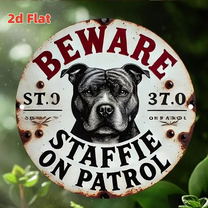 1 pièces 8in 2D planaire vigilant Staffordshire Bull Terrier équipe de patrouille disque rond en boi