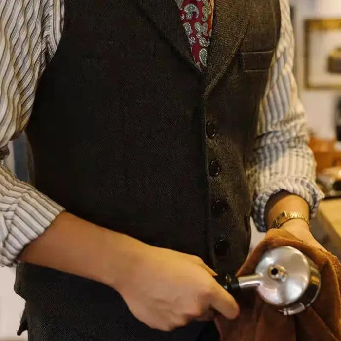 Peaky Blinders britannique rétro Dandy hommes d'affaires coupe ajustée à chevrons costume gilet décontracté formel
