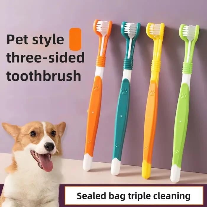 Brosse à dents 3 faces pour animaux de compagnie