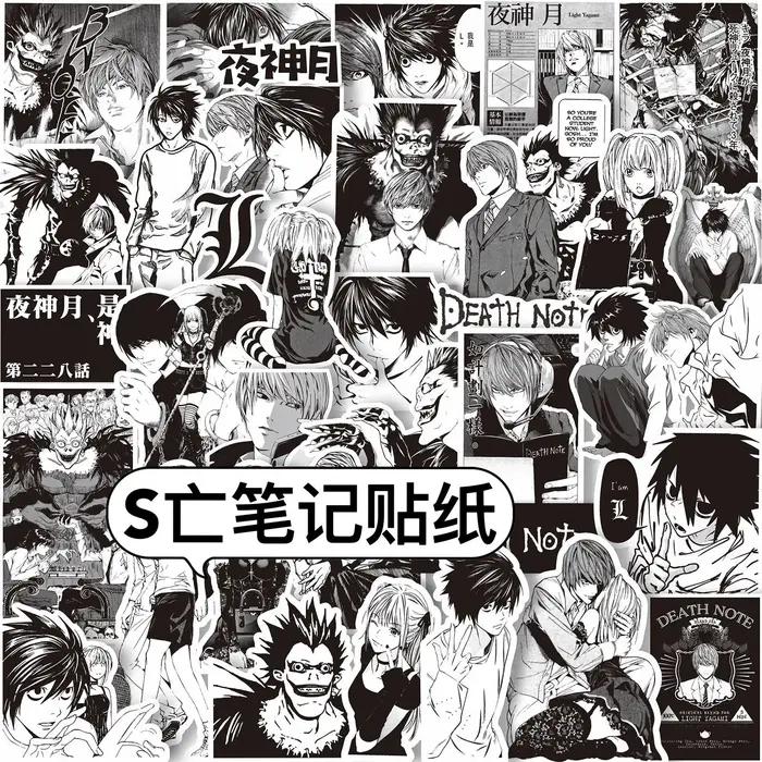 65 pièces Anime Death Note autocollants noir blanc décalcomanies Scrapbook bagages ordinateur portable vélo valise voitu