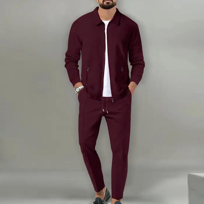 Veste et pantalon de sport pour hommes, couleur unie, populaire, pour jeunes, deux combinaisons de l