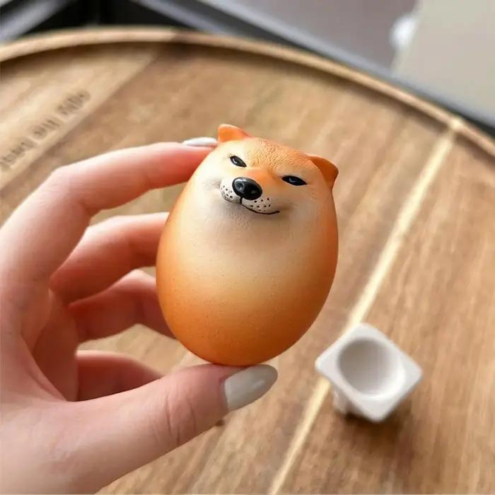 Shibako Oeuf de chien Squishy Shiba Inu Décoration de bureau en forme d'œuf réaliste Vent