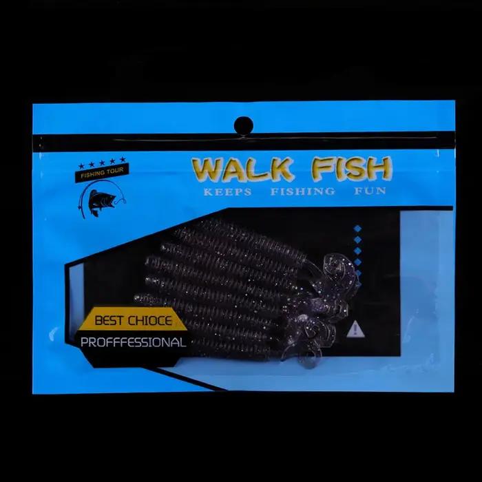 WALK FISH pêche Wobblers ver gabarit leurres souples 6 cm 8 cm 10 cm odeur avec sel Silicone appât a