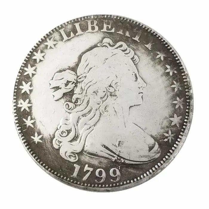 Artisanat en Bronze 1799 pièce commémorative tête et arrière Antique argent Dollar maison Collection