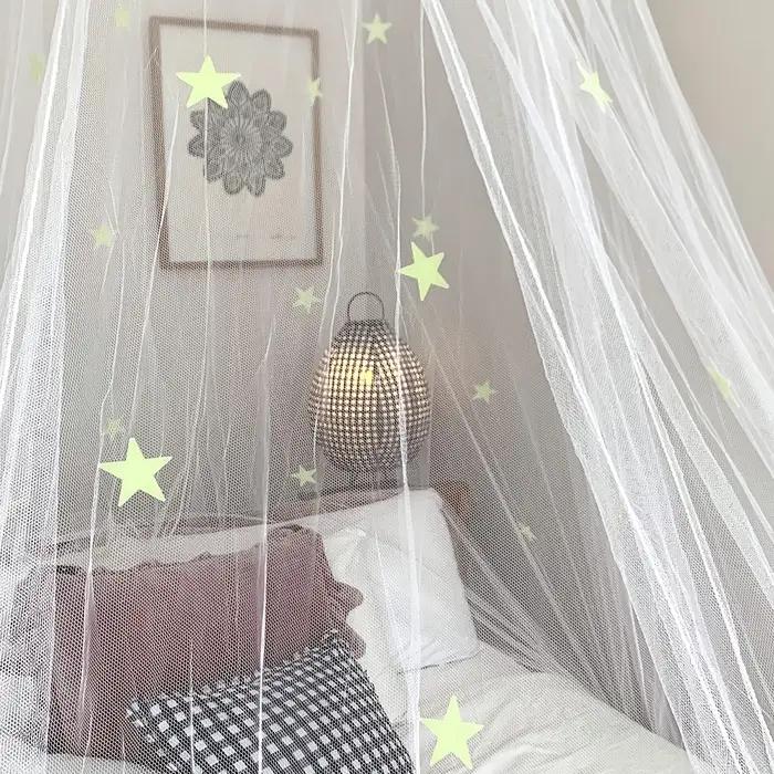 Moustiquaire de lit pour enfants en forme de dôme lumineux, pliable, à étoiles autocollantes DIY, po