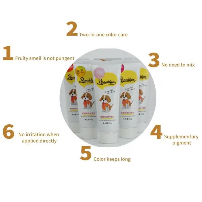 Crème de teinture semi-permanente pour animaux de compagnie en crème haute pigmentation pour cheveux de chiens et chats avec couleurs brillantes pour embellir et personnaliser votre animal de compagnie pour différentes occasions