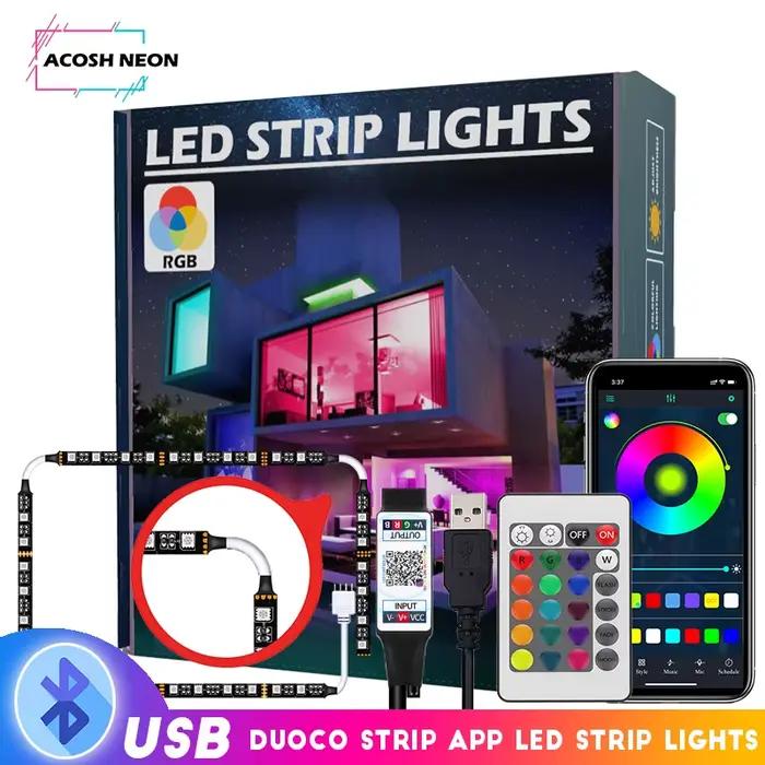 Bande lumineuse LED intelligente pour TV, 55 pouces, avec télécommande 24 touches, barre lumineuse L