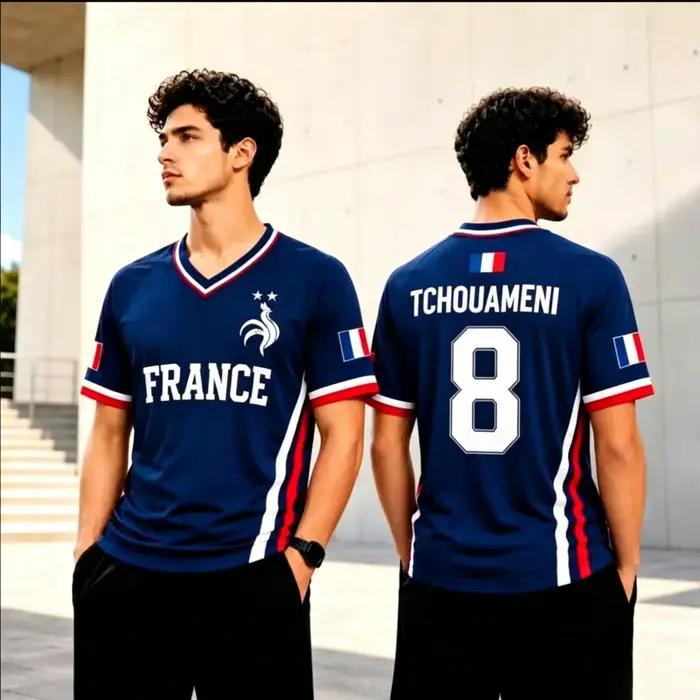 T-shirt de sport aux couleurs nationales françaises