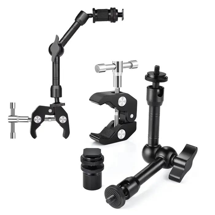 Bras magique réglable avec super pince, bras articulé de 9 pouces, pince à friction, kit de vis à cr