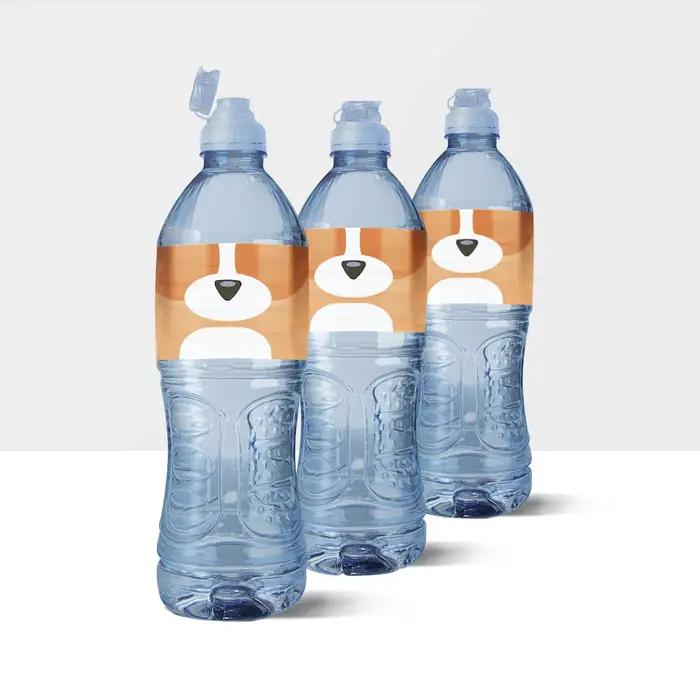Autocollants de bouteille d'eau pour chien bleu