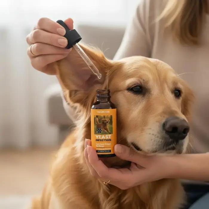 Solution nettoyante pour les oreilles des chiens contre les infections à levures