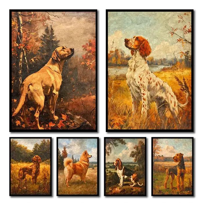 Vintage Dog RentBoard Spitz Basset Hound Hunting Poster, Canvas Printing Wall Art Picture for Farmhouse Home Decor, Dog Lover Gift