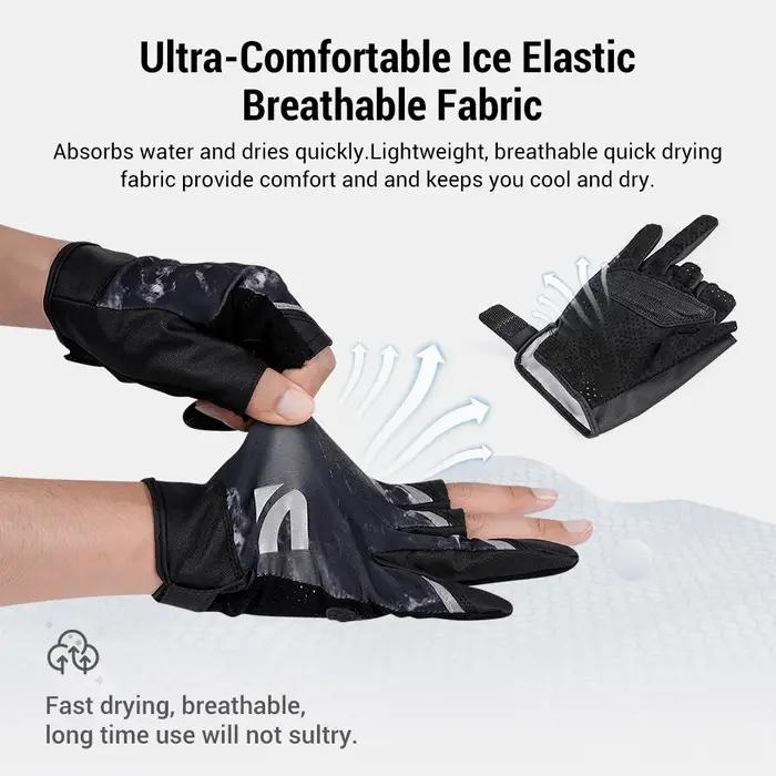 Noeby gants de pêche demi-doigt UPF50 + Protection solaire UV séchage rapide anti-dérapant ultra-min