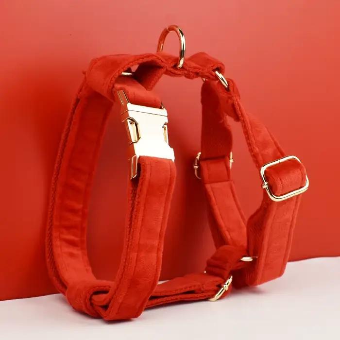 Ensemble collier et laisse pour chien en velours rouge, pour chiens de petite, moyenne et grande tai