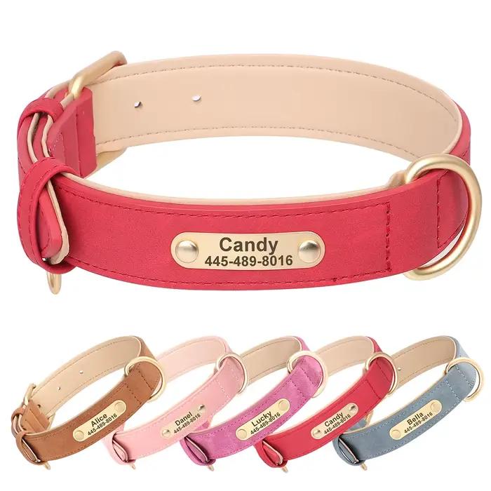 Collier de chien personnalisé en cuir PU pour chiens