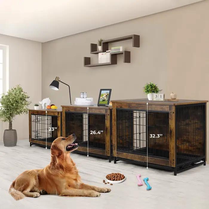 AOOU-Table d'appoint moderne en bois pour chien avec doubles portes, chenil pour chien, meubles de c