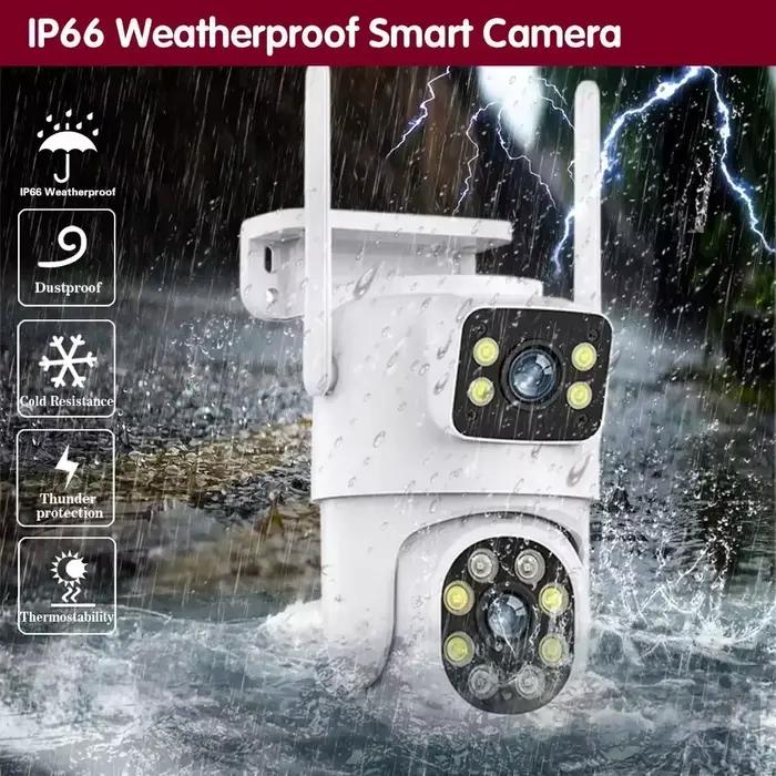 Caméra de sécurité extérieure 4K WiFi PTZ double objectif 8MP avec suivi automatique et support Alexa