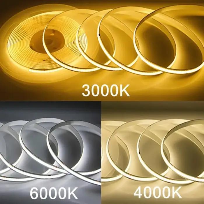 Bande lumineuse LED COB flexible, bande lumineuse, Smart IC, pas besoin de pilote, éclairage linéair