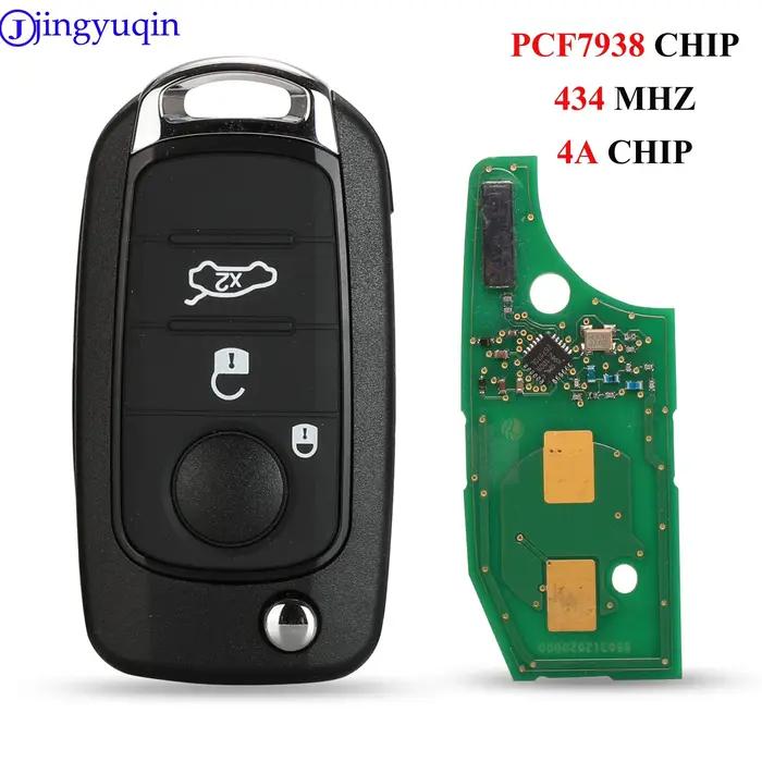 jingyuqin 3/4 Boutons 434MHz 4A Chip PCF7938 à distance de clé de voiture pour FIAT TYPE Toro 500X A