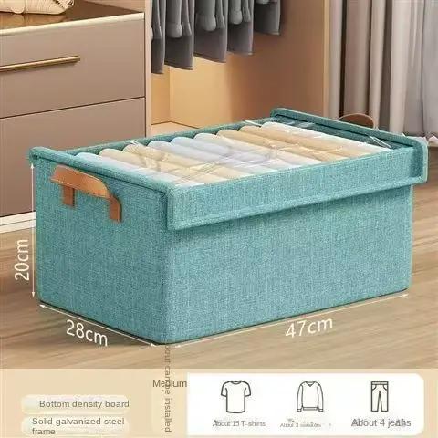 Boîte de rangement pour vêtements grande capacité pliable couvercle anti-poussière tissu non tissé vert durable maison organisation美好生活整理箱,大容量可折叠防尘盖,环保无纺布绿色耐用家庭整理