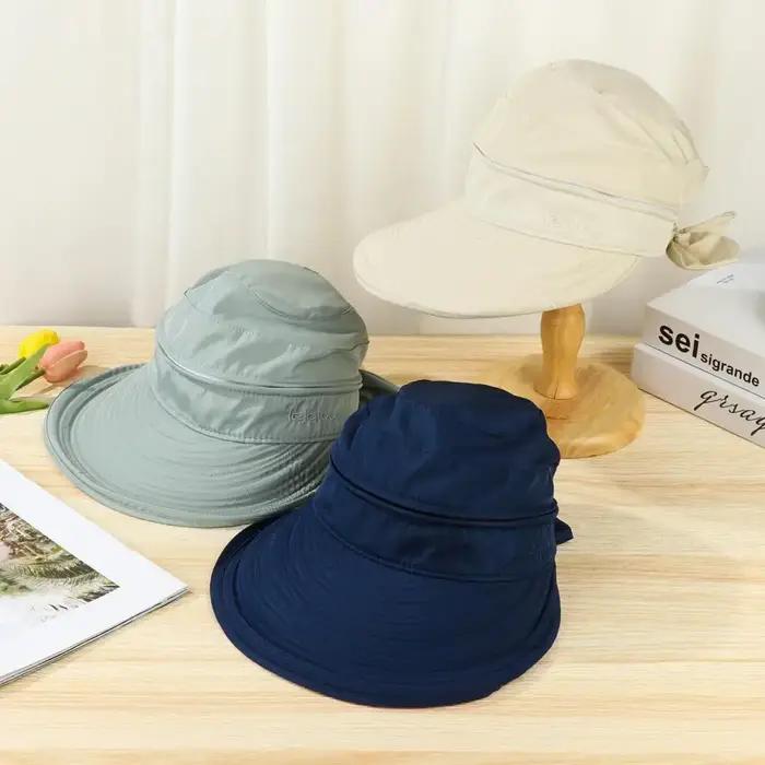 Casquette d'extérieur pour femmes anti-uv sport polyester chapeau de soleil large bord plage été printemps