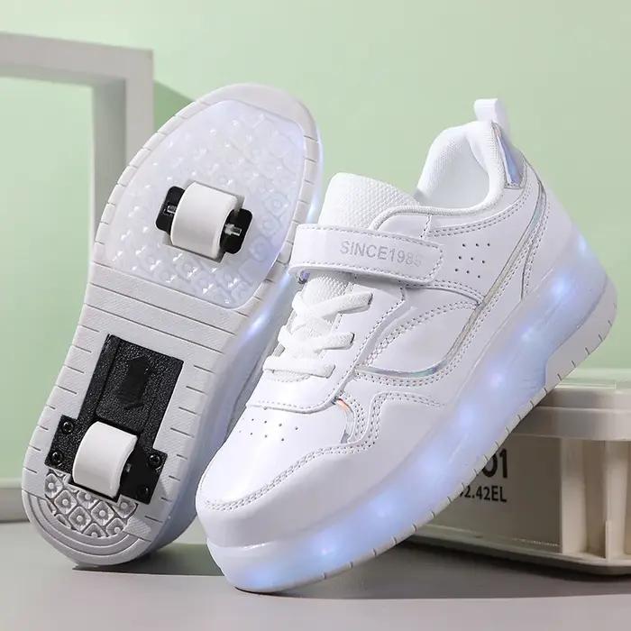 Rose mode filles garçons lumière LED patins à roulettes chaussures pour enfants