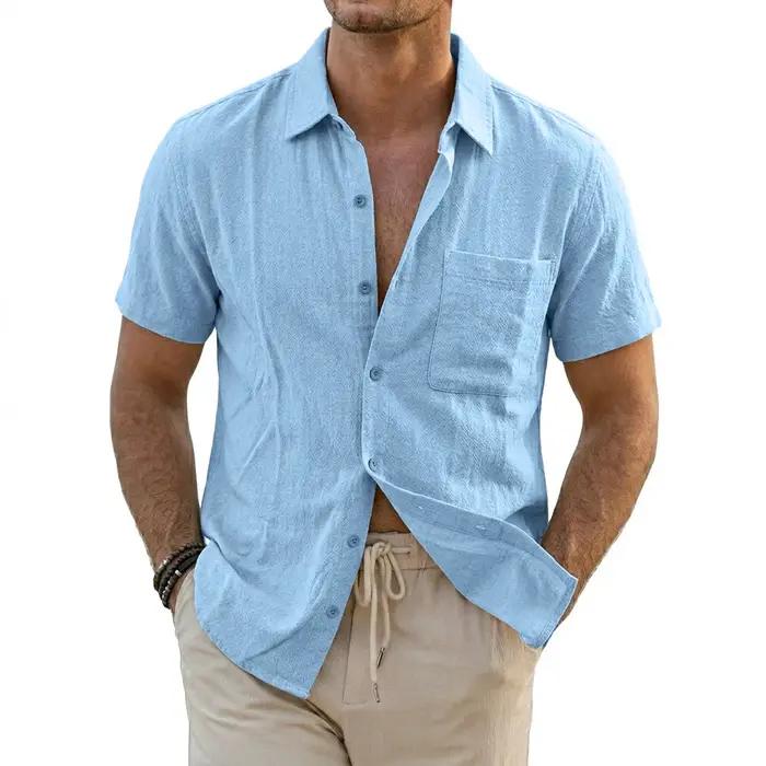Nouvelles chemises en lin à manches courtes pour hommes